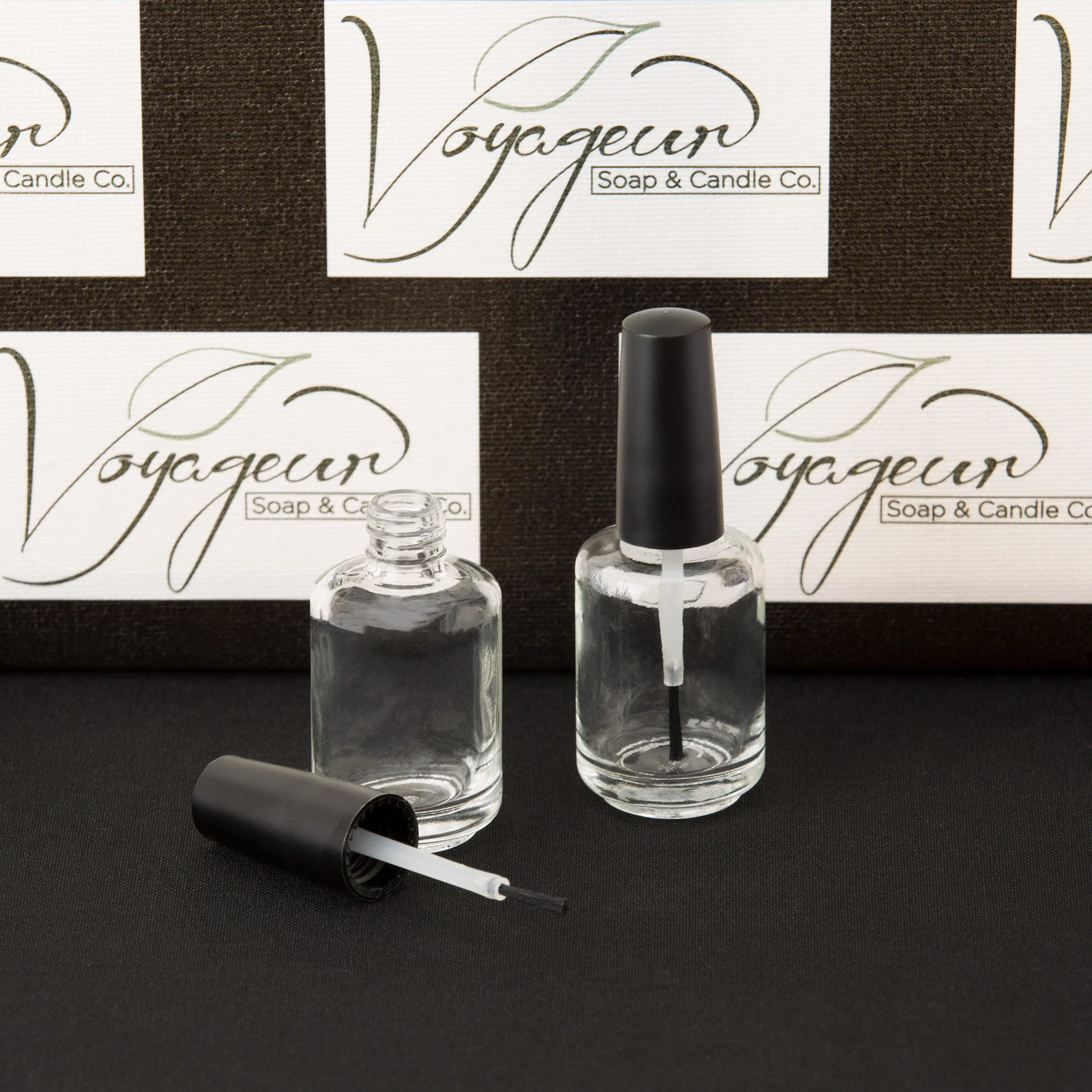 0.5oz Round Nail Polish Bottle with Brush and Black Cap