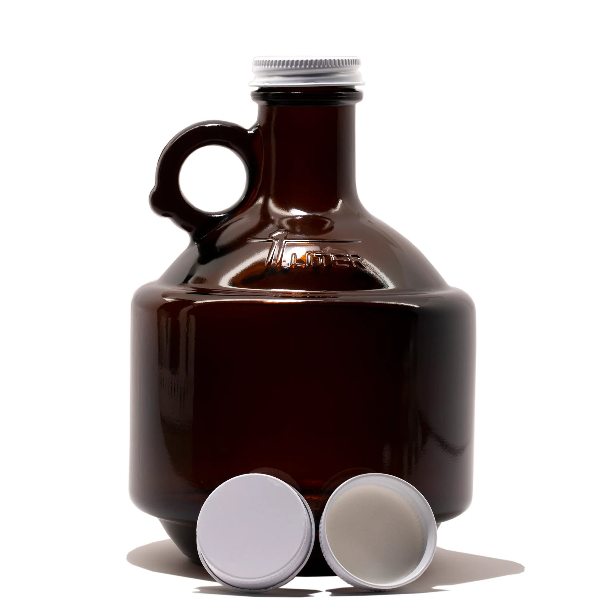 1 Litre / 32 fl. oz. Amber Glass Growler Bottle with 38-400 Neck - Image 2