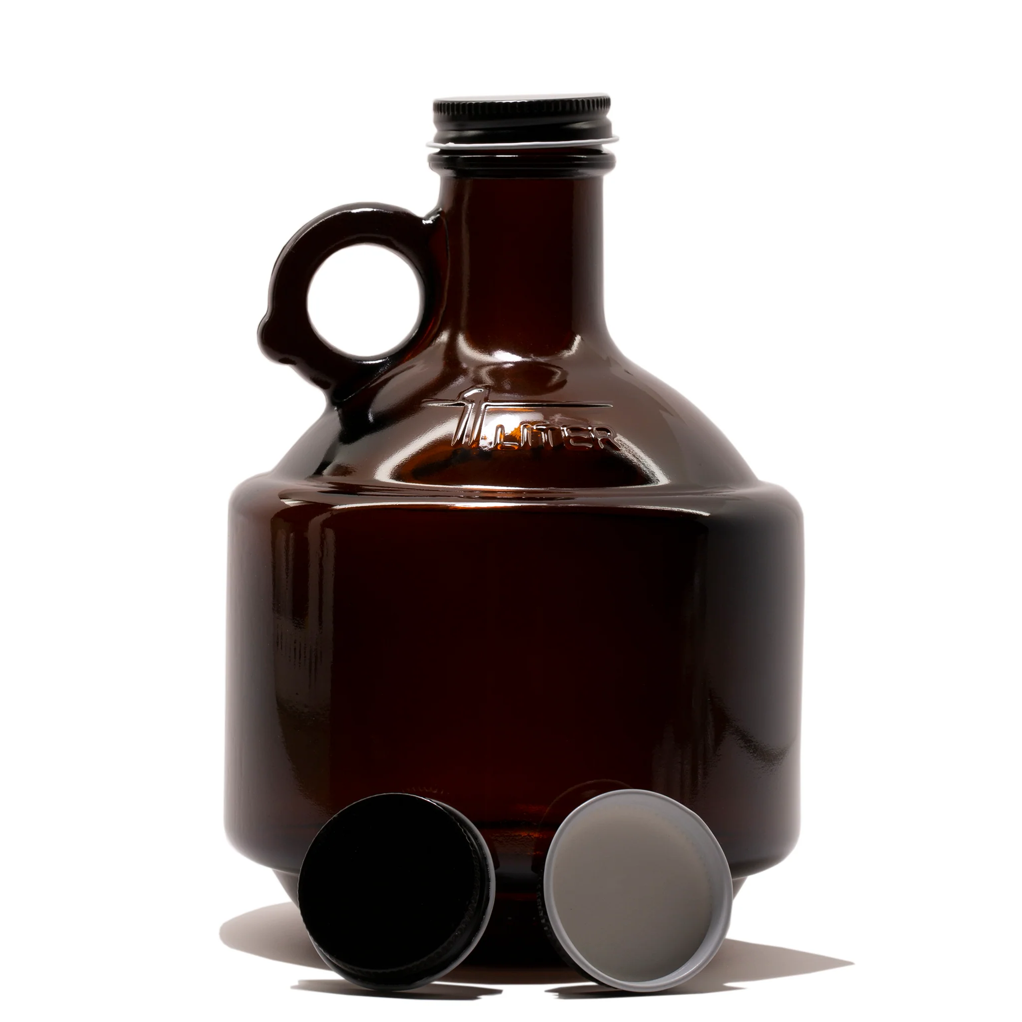 1 Litre / 32 fl. oz. Amber Glass Growler Bottle with 38-400 Neck - Image 3