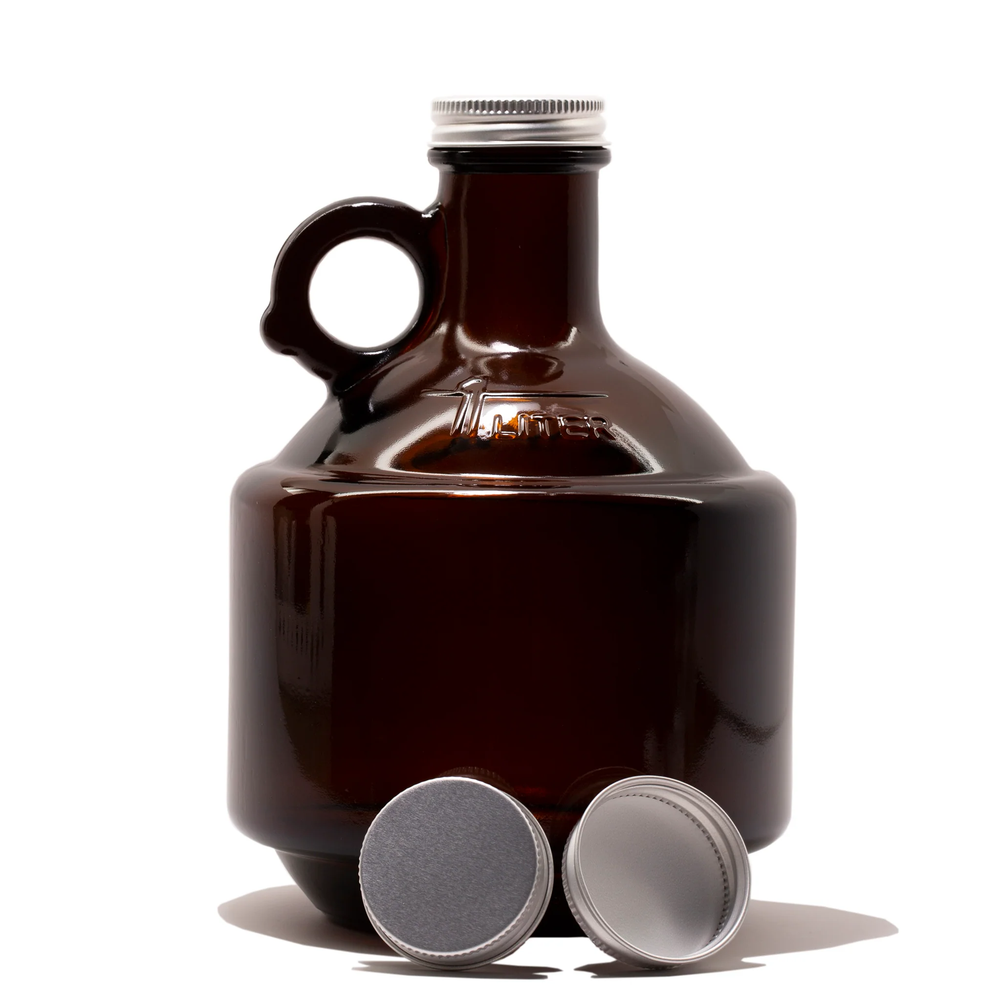 1 Litre / 32 fl. oz. Amber Glass Growler Bottle with 38-400 Neck - Image 4