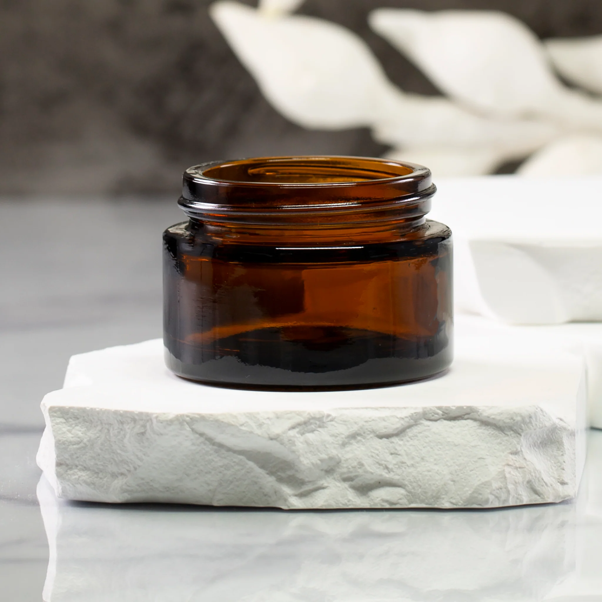 1 oz Amber Glass Jar with 48-400 Neck - Image 2