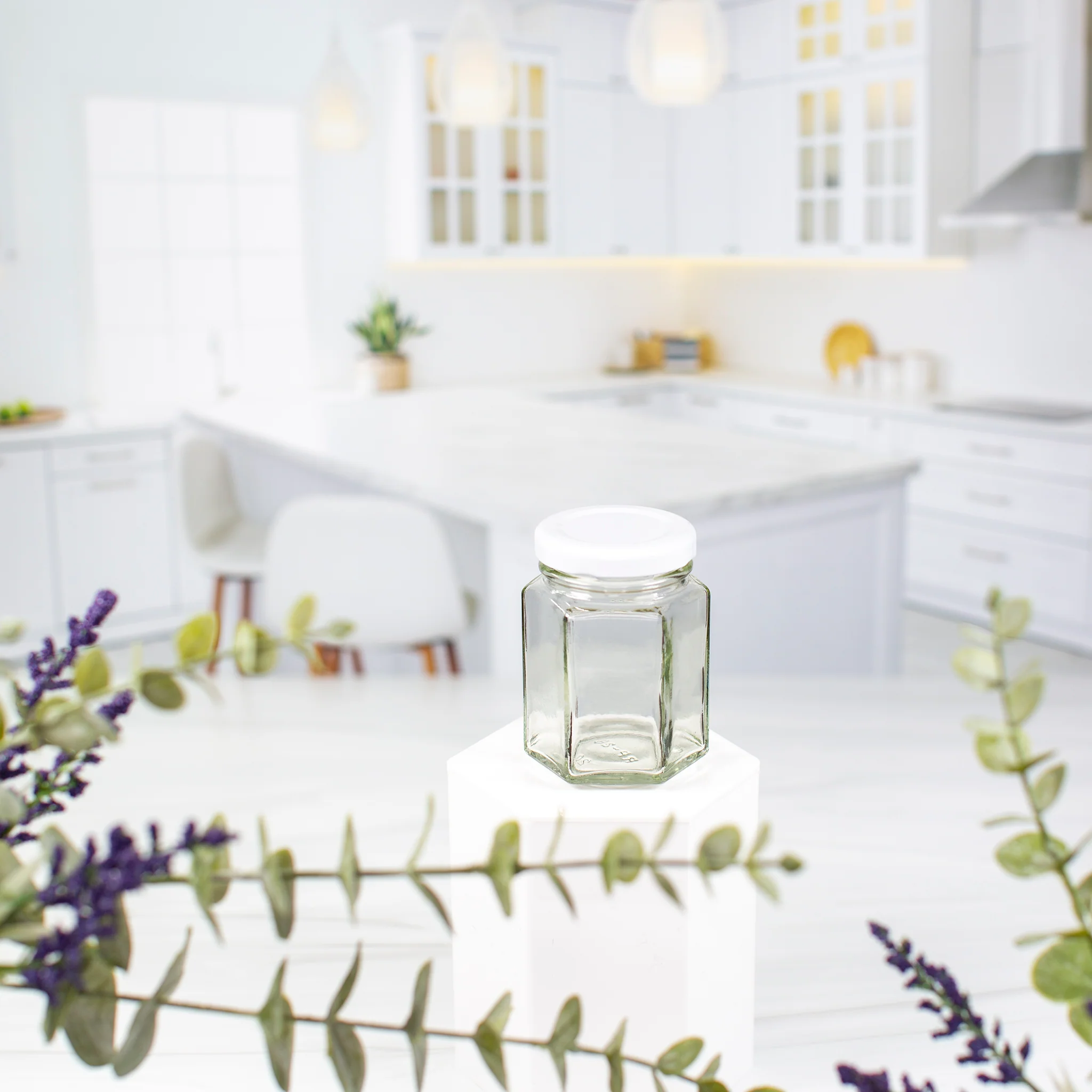 110 ml Hexagon Glass Jar with 48mm Lug Neck - Image 2