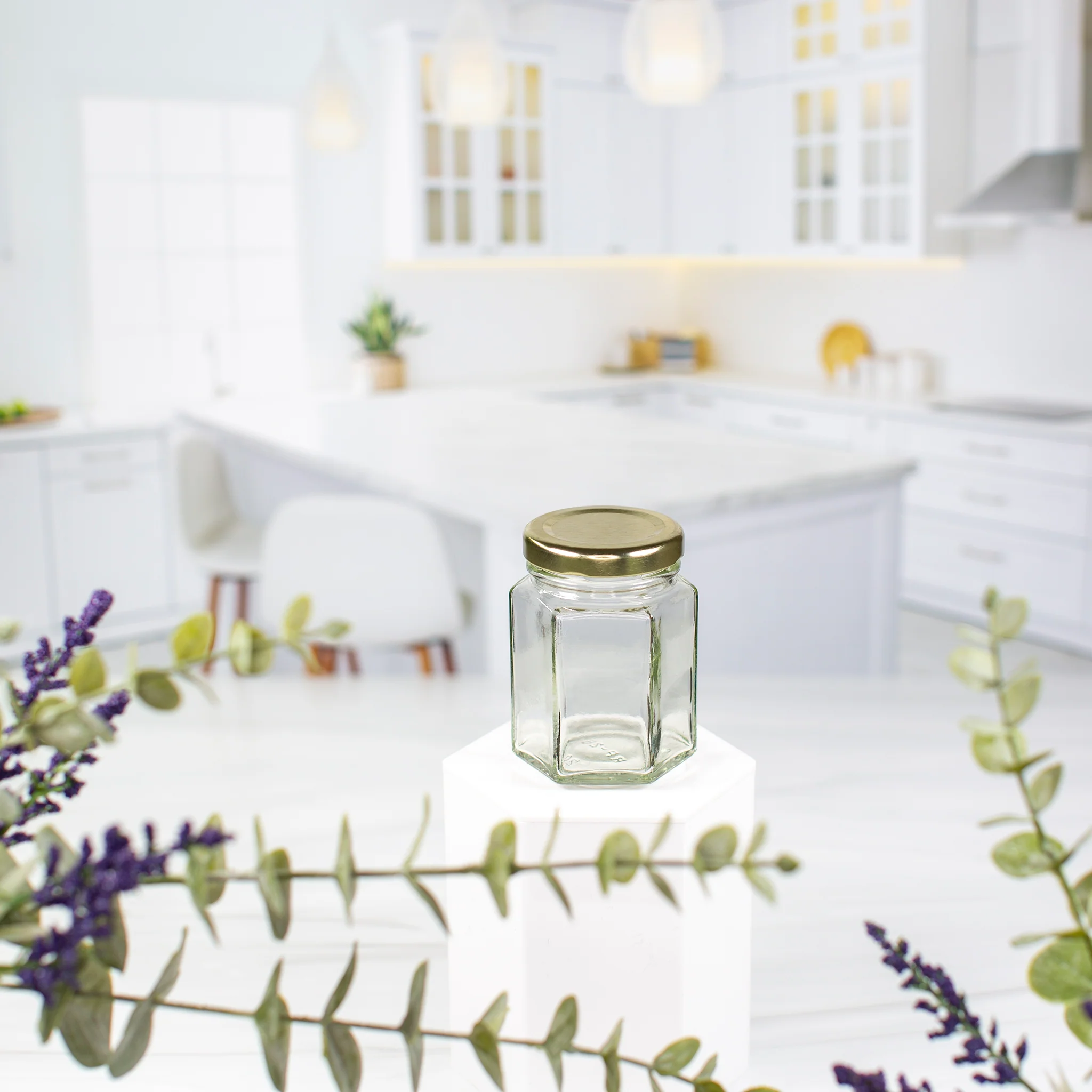 110 ml Hexagon Glass Jar with 48mm Lug Neck - Image 3