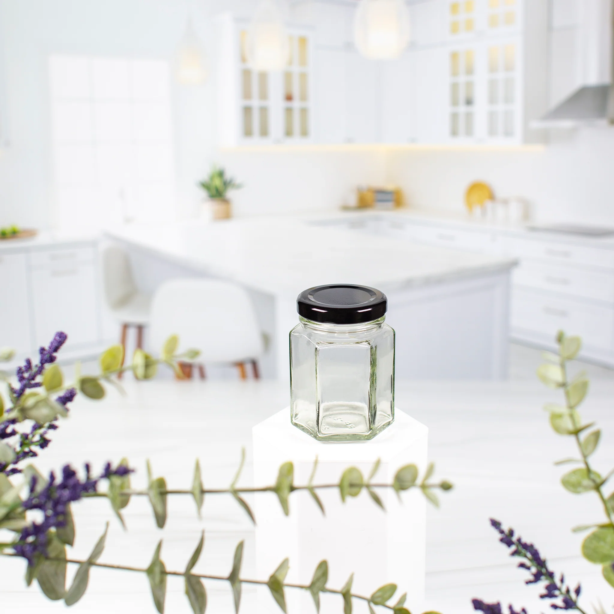 110 ml Hexagon Glass Jar with 48mm Lug Neck - Image 4