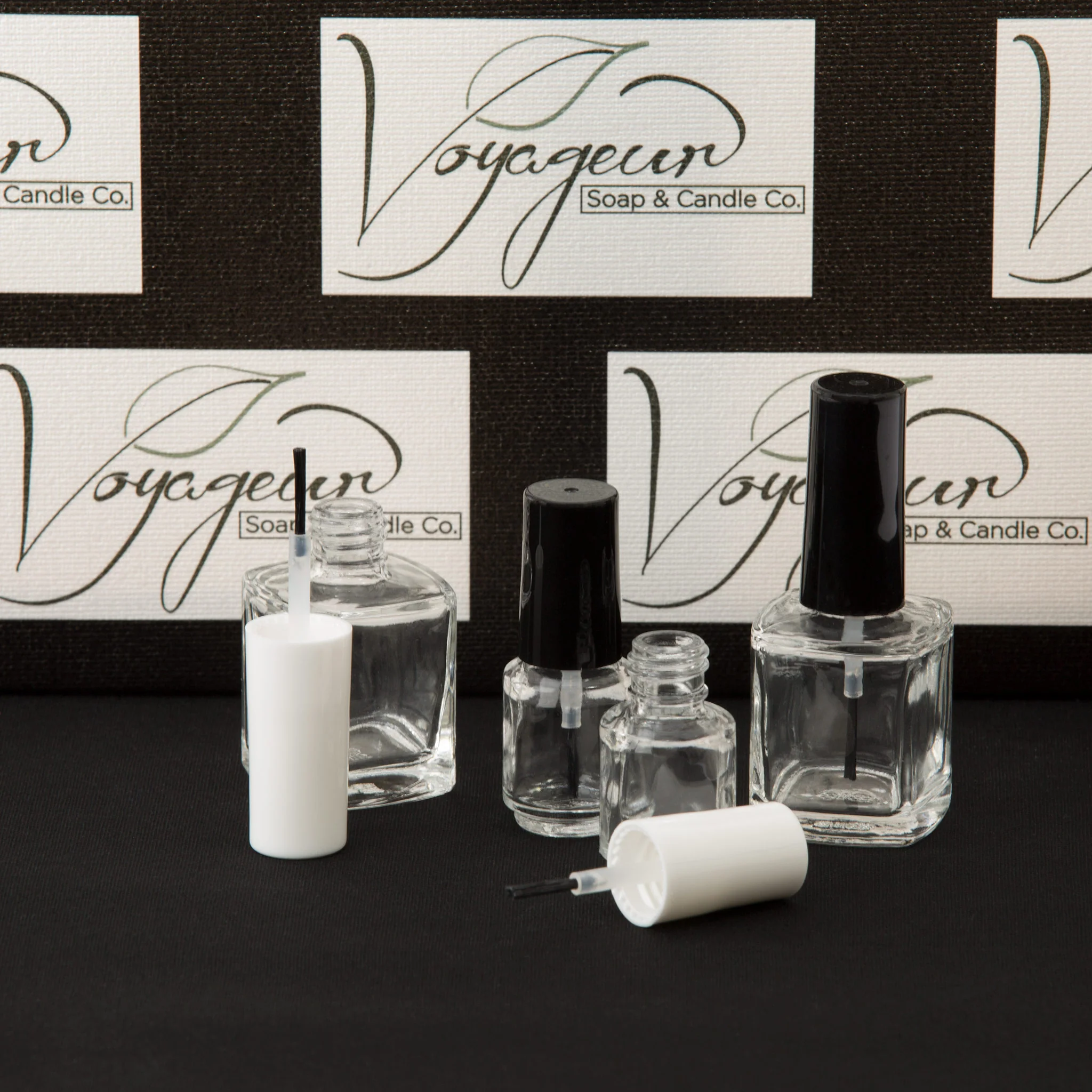 15 ml Beveled Square Nail Polish Bottle with Brush and Black Cap - Image 2