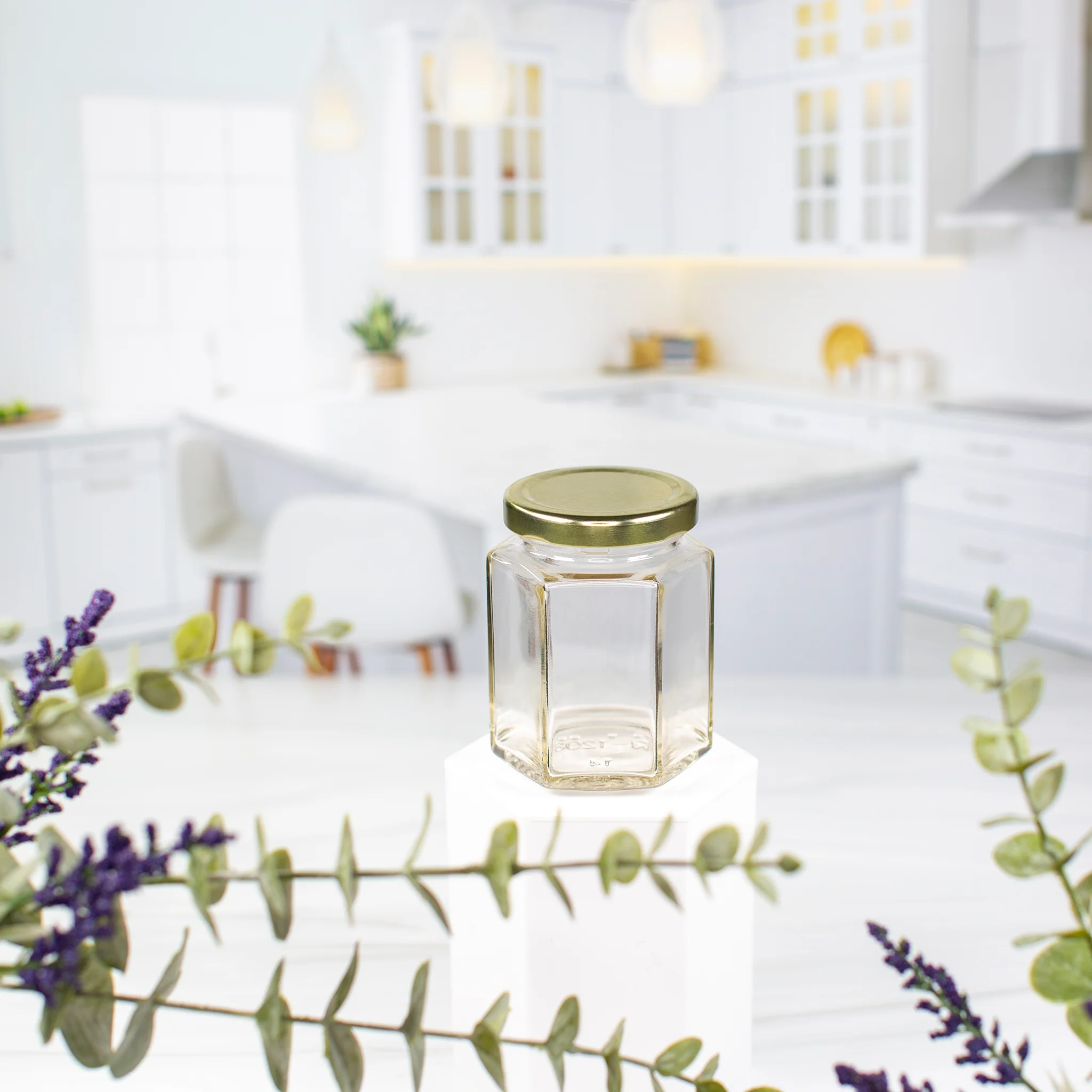 190 ml Hexagon Glass Jar with 58mm Neck - Image 3
