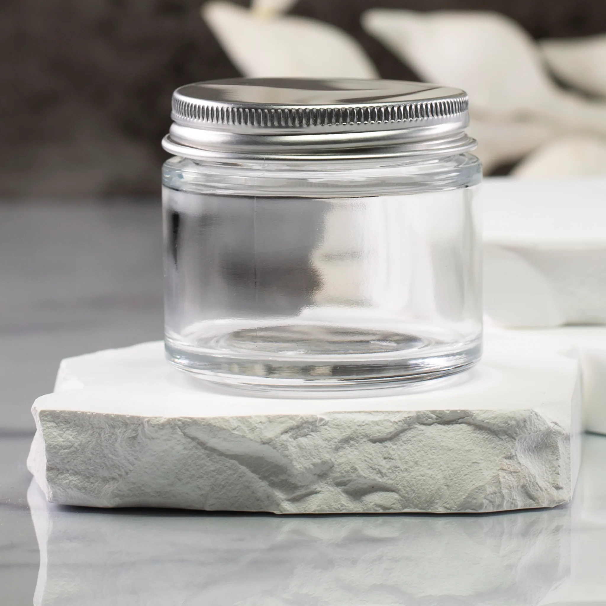 2.5 oz Clear Glass Shallow Jar with 53-400 Neck - Image 7