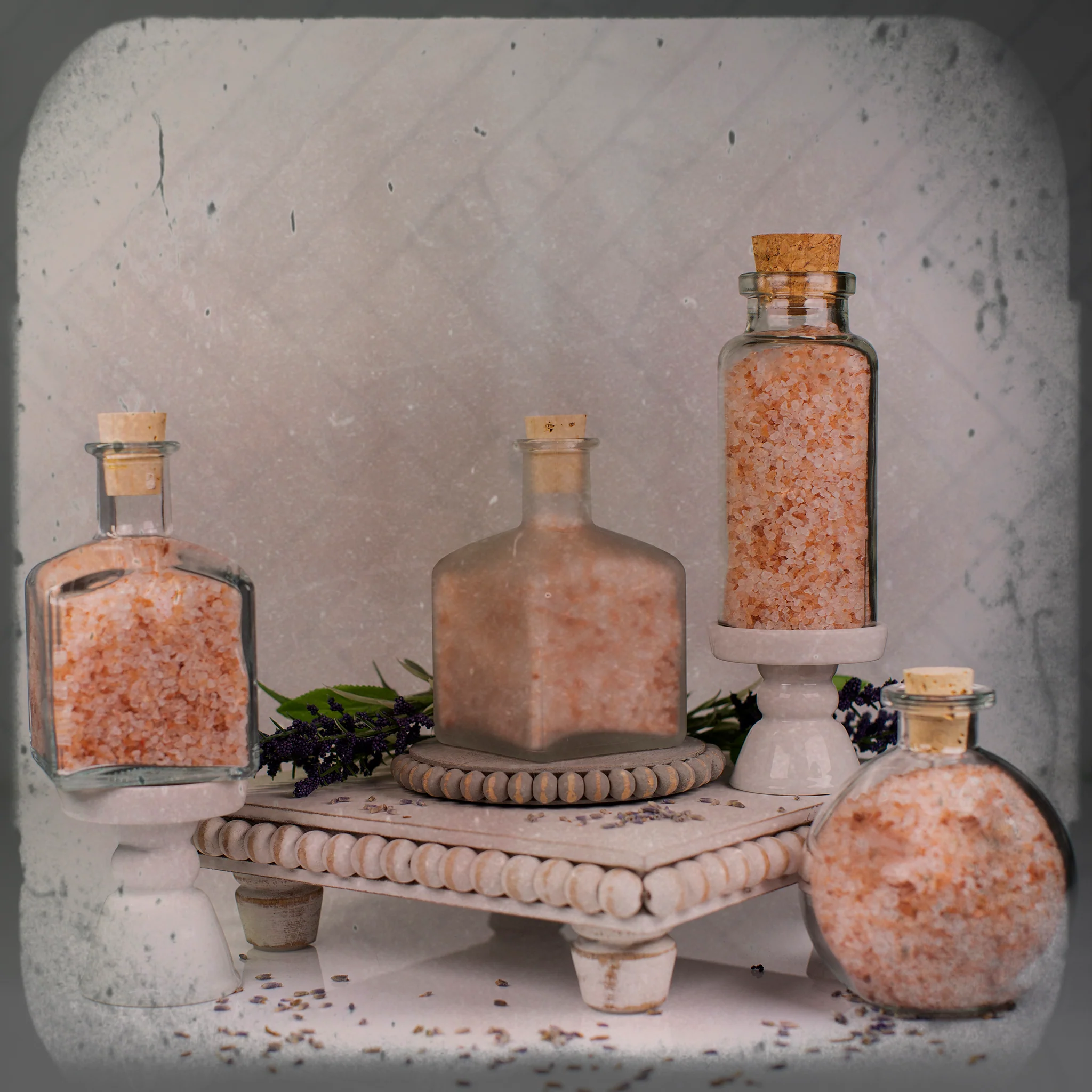 210 ml Clear Glass Square Bottle with Cork Lid - Image 3