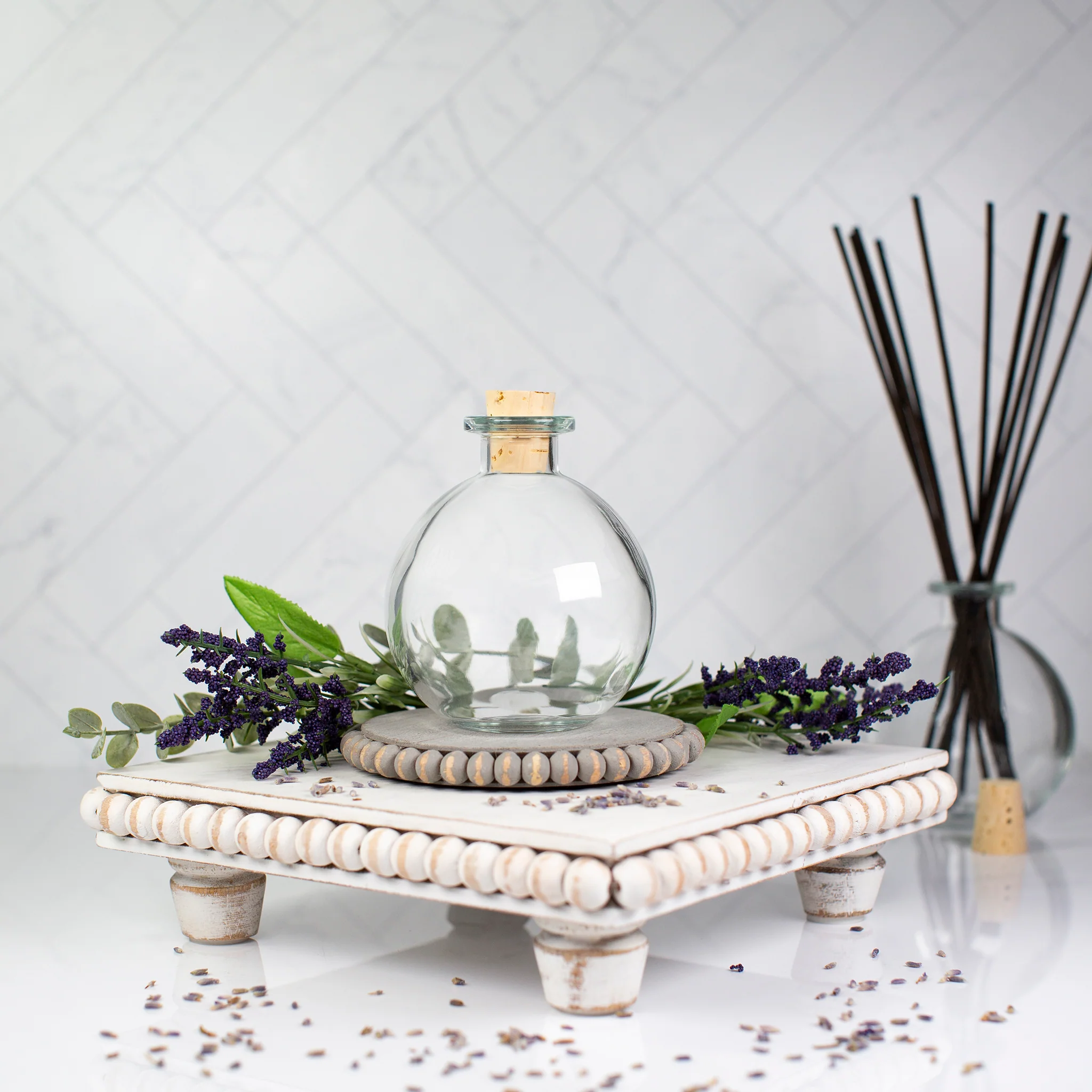 250 ml Clear Glass Ball Round Bottle with Cork Lid