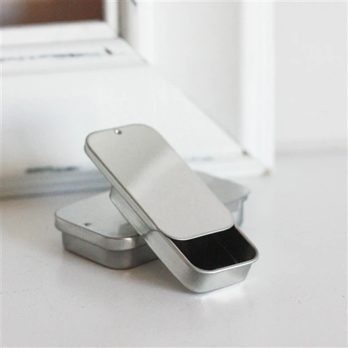 0.25 oz Silver Slide Top Metal Tin - Image 3