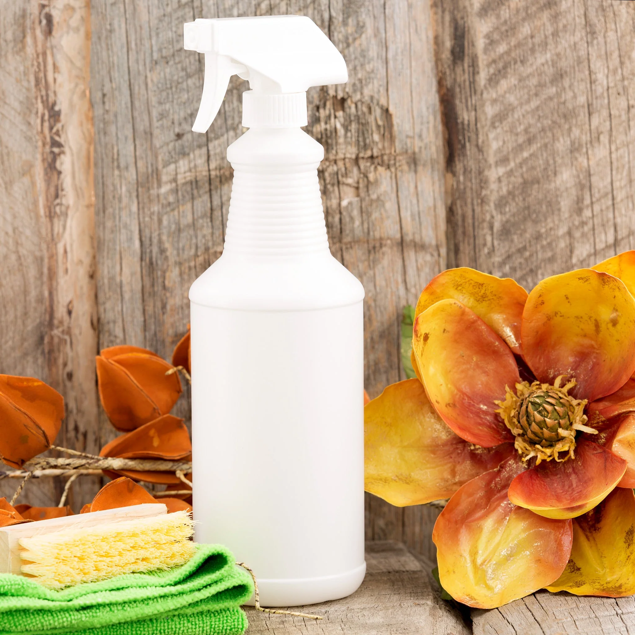 32 oz White Ring Neck Cleaner Bottle with 28-400 Neck - Image 2