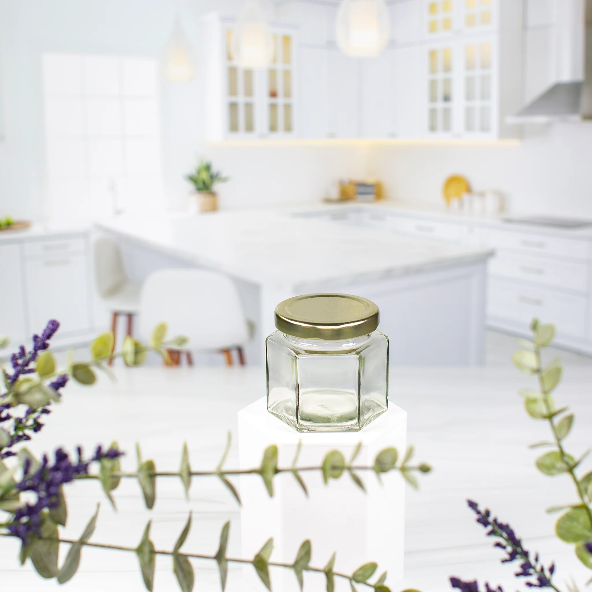 4oz / 120 ml Hexagon Glass Jar with 58mm Neck - Image 3