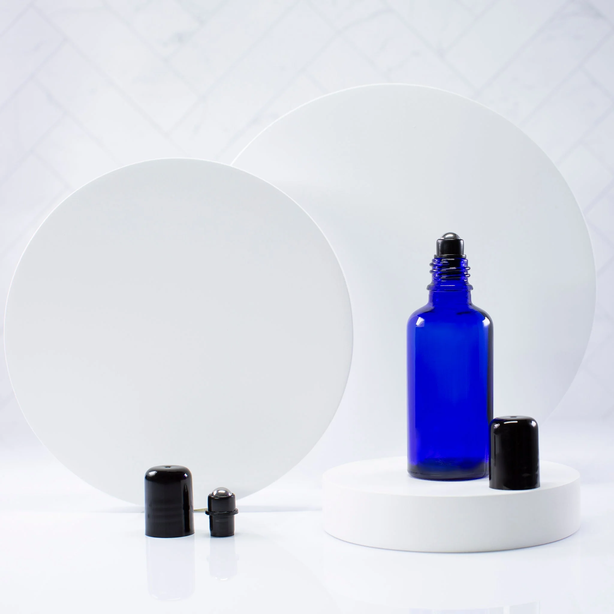 50 ml Blue Glass Essential Oil Bottle with 18-400 Neck - Image 3
