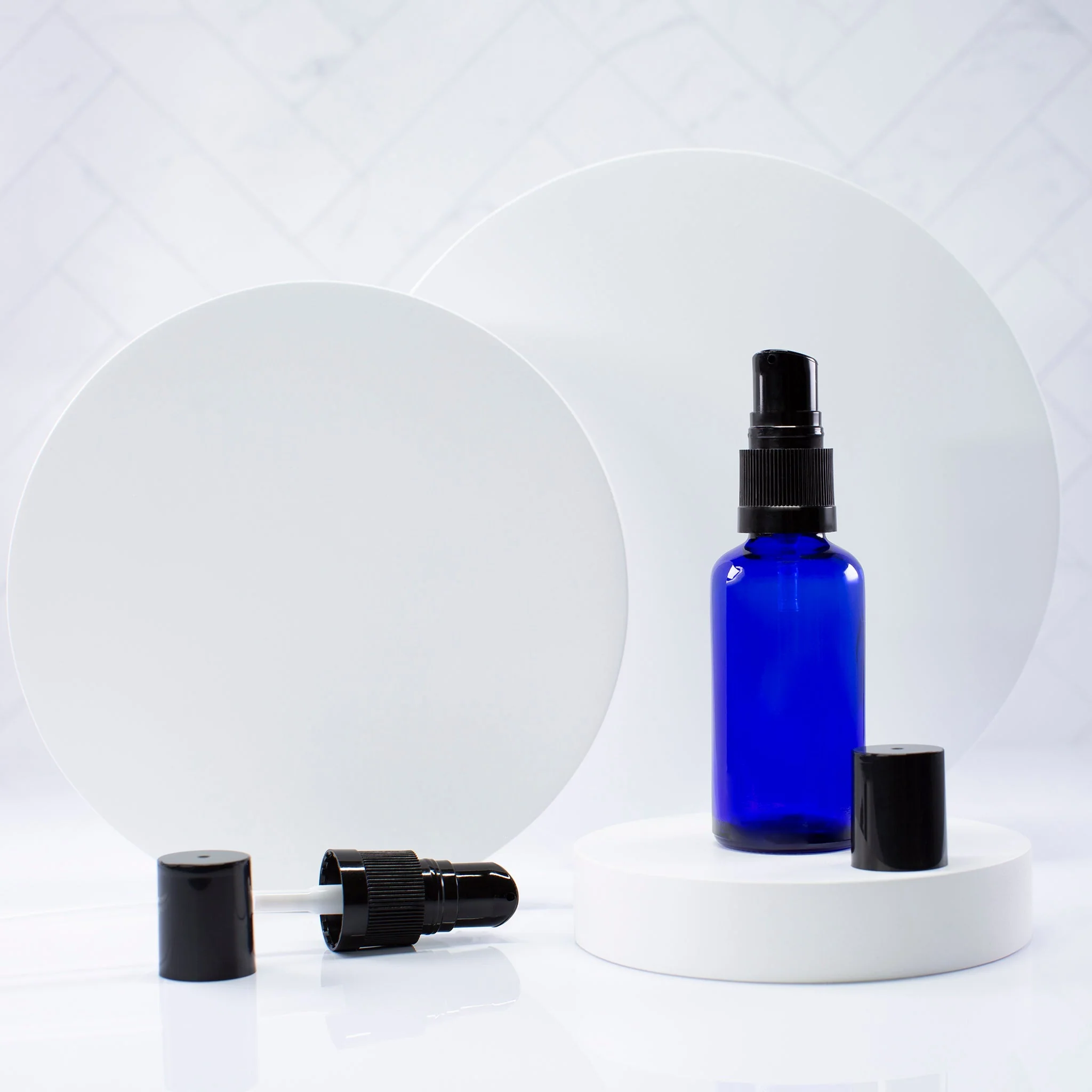 50 ml Blue Glass Essential Oil Bottle with 18-400 Neck - Image 6