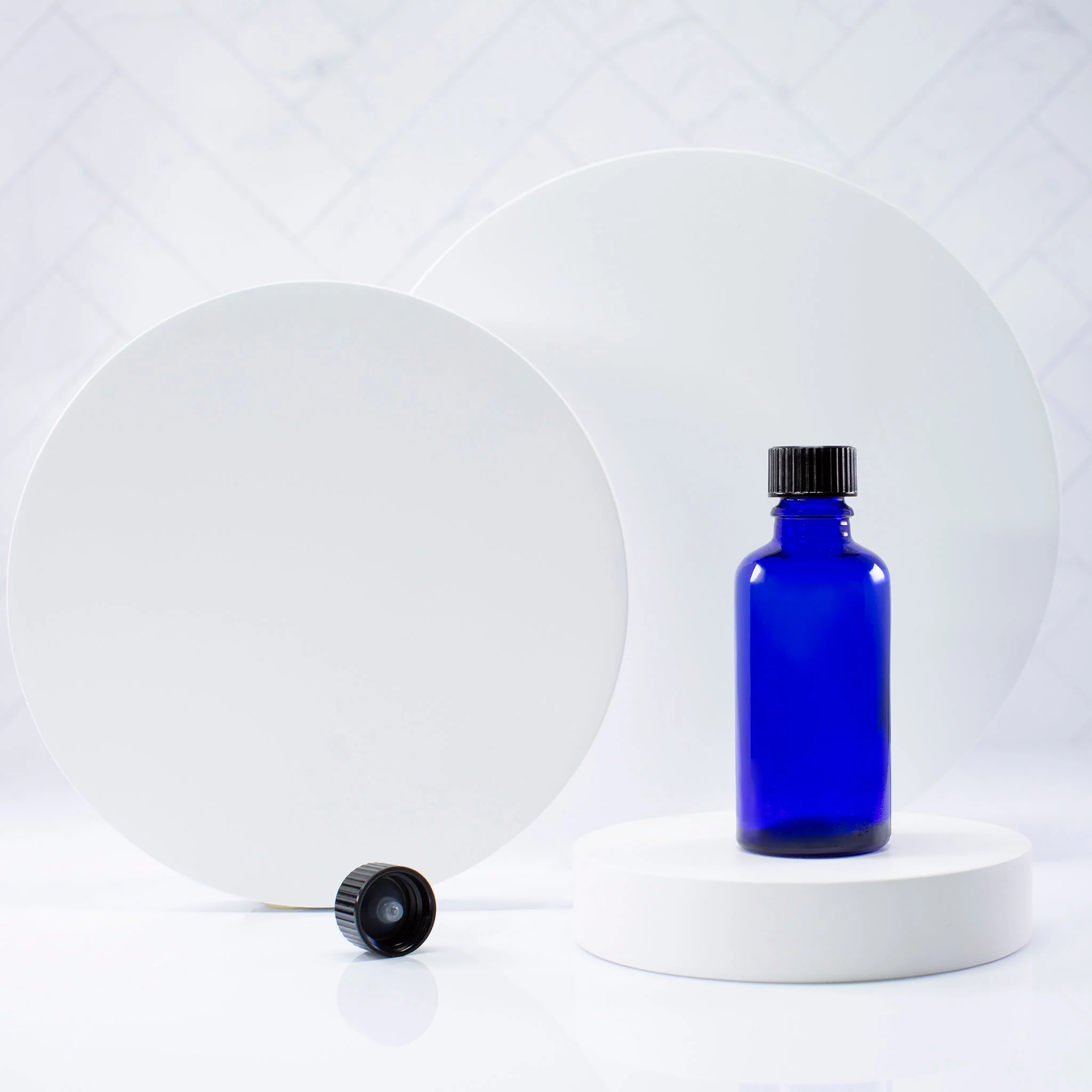 50 ml Blue Glass Essential Oil Bottle with 18-400 Neck - Image 7
