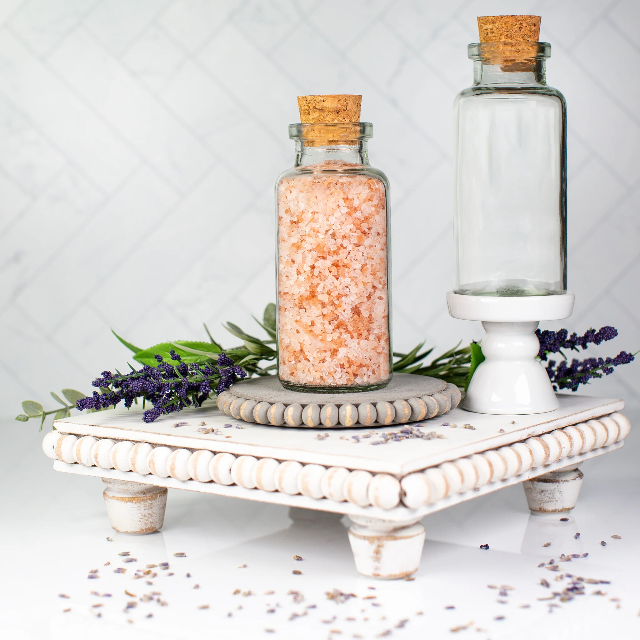 6 oz Clear Glass Apothecary Cylinder with Cork Lid - Image 2