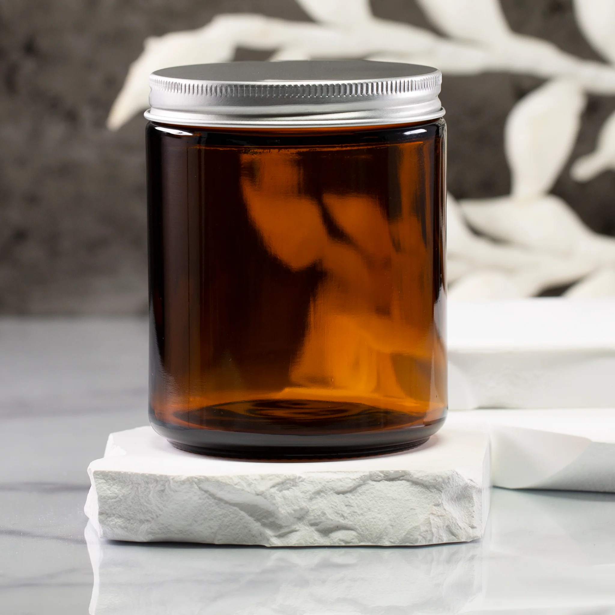 8 oz Amber Glass Jar with 70-400 Neck - Image 10