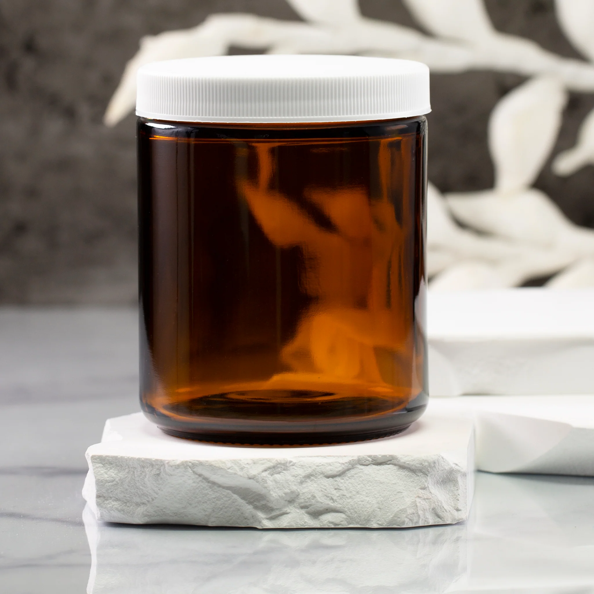 8 oz Amber Glass Jar with 70-400 Neck - Image 3