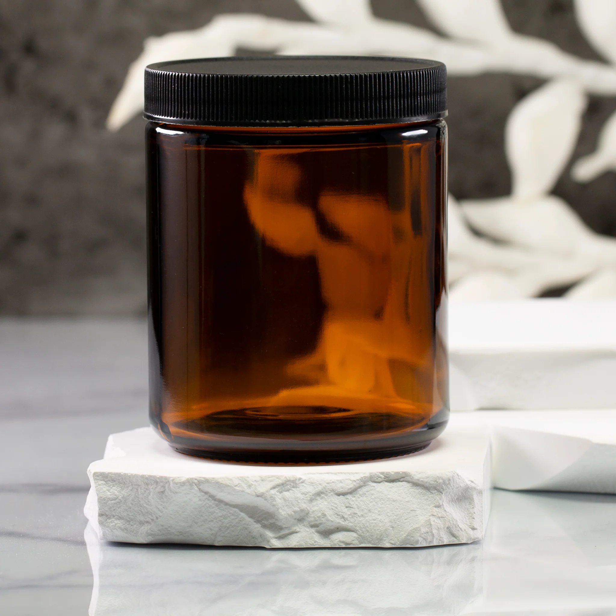 8 oz Amber Glass Jar with 70-400 Neck - Image 7