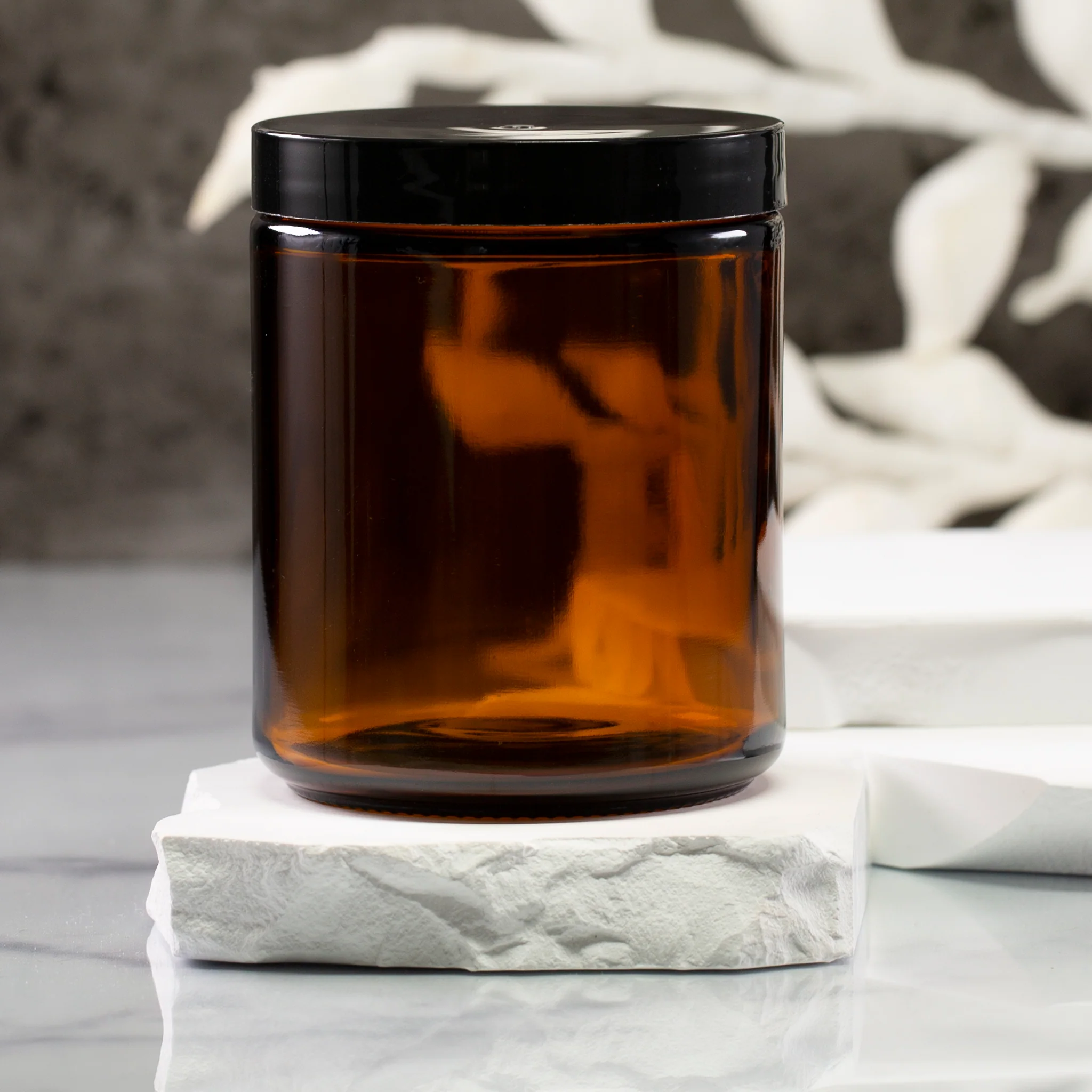 8 oz Amber Glass Jar with 70-400 Neck - Image 8