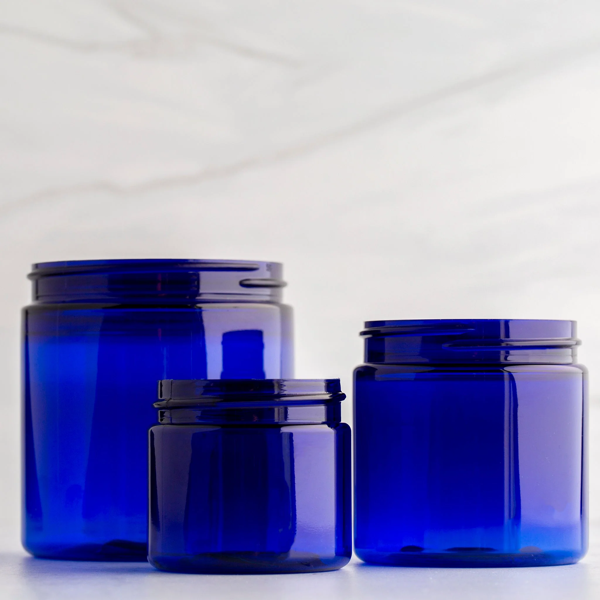 8 oz Blue Straight Sided Jar with 70-400 Neck - Image 10
