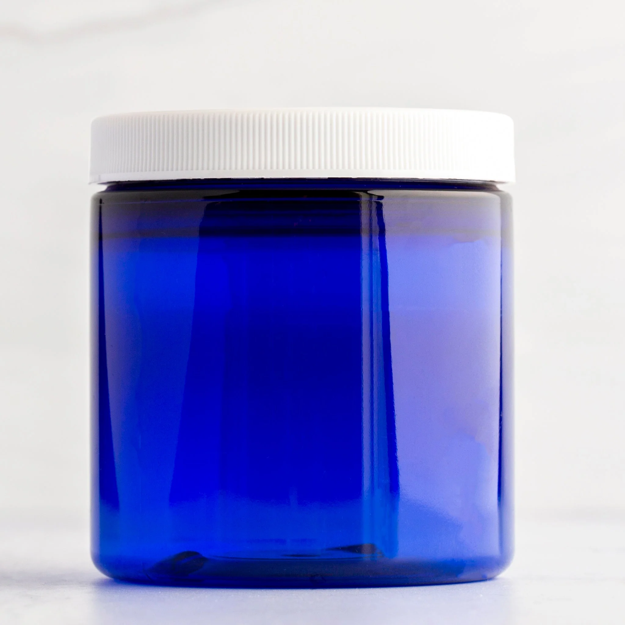 8 oz Blue Straight Sided Jar with 70-400 Neck - Image 2