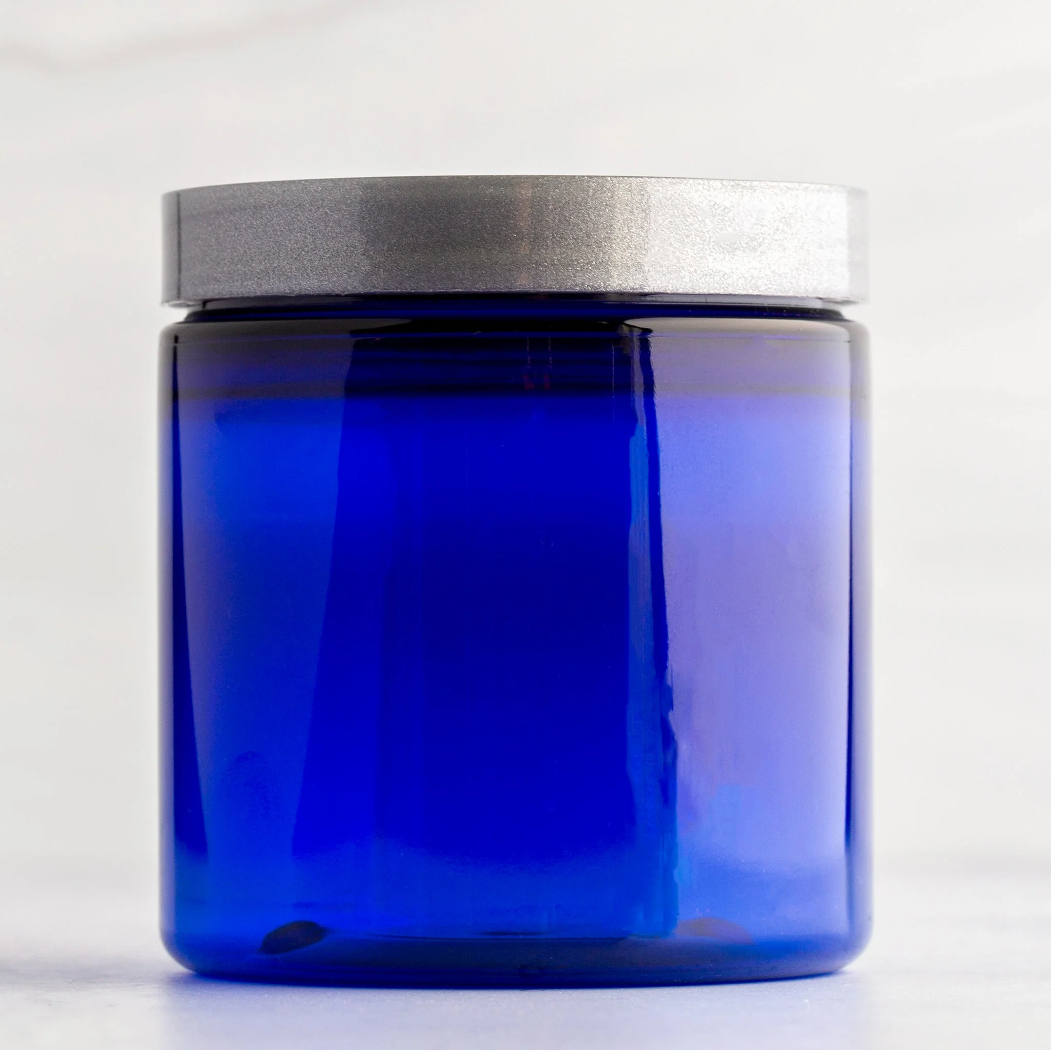 8 oz Blue Straight Sided Jar with 70-400 Neck - Image 5