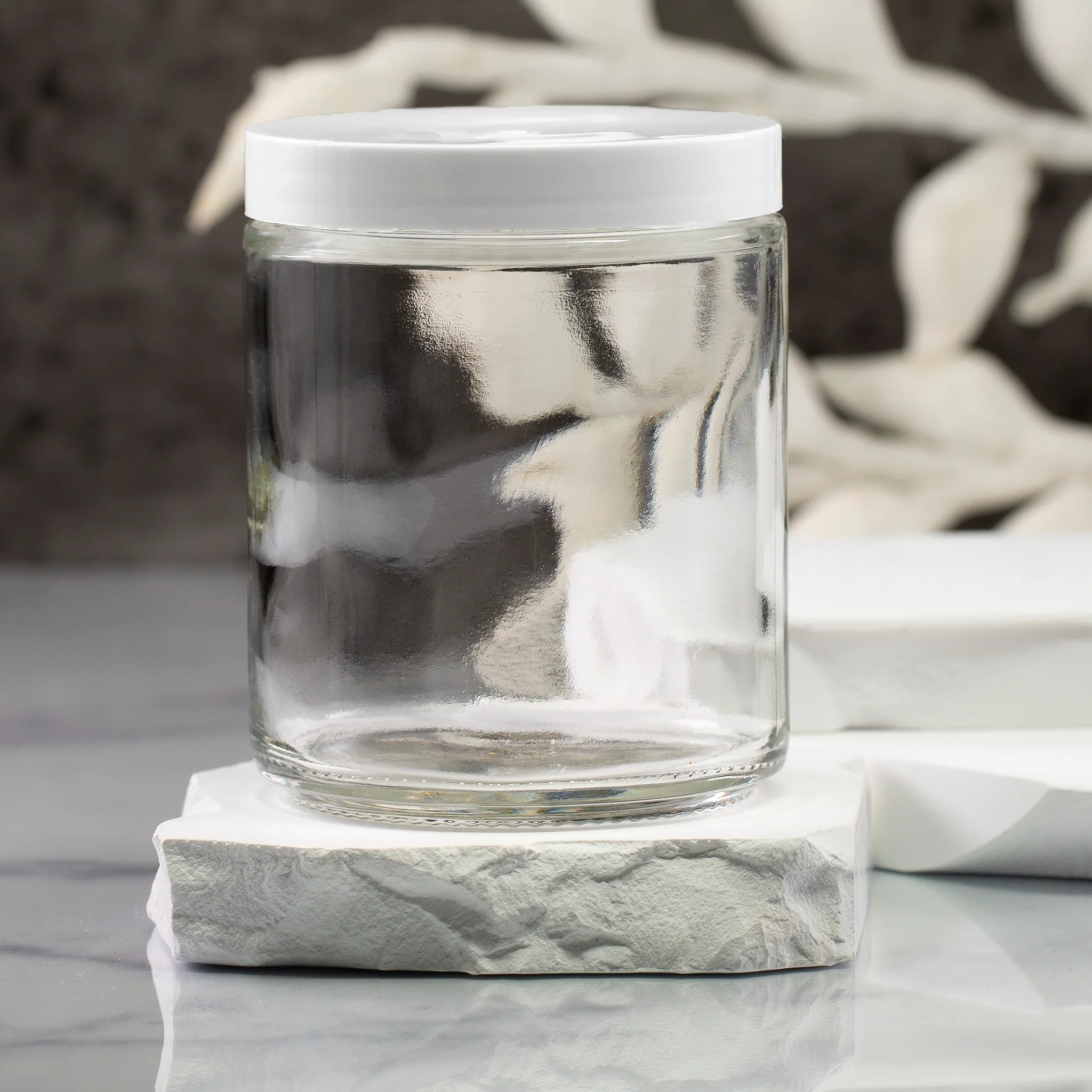 8 oz Clear Glass Jar with 70-400 Neck - Image 4