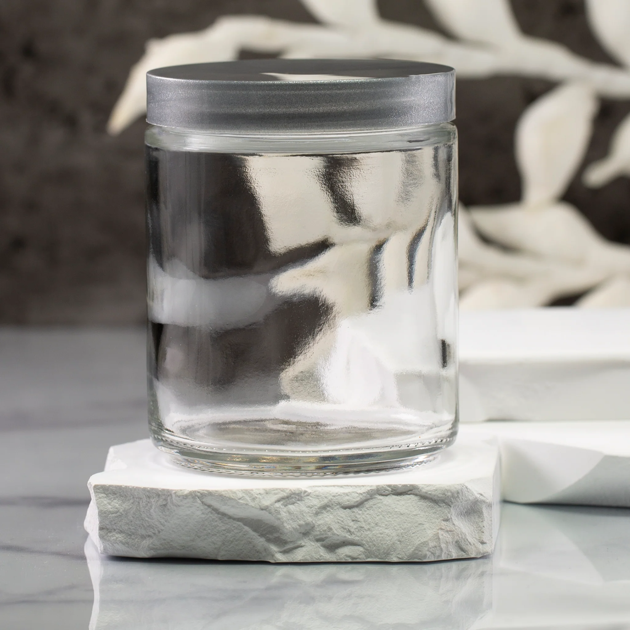 8 oz Clear Glass Jar with 70-400 Neck - Image 6