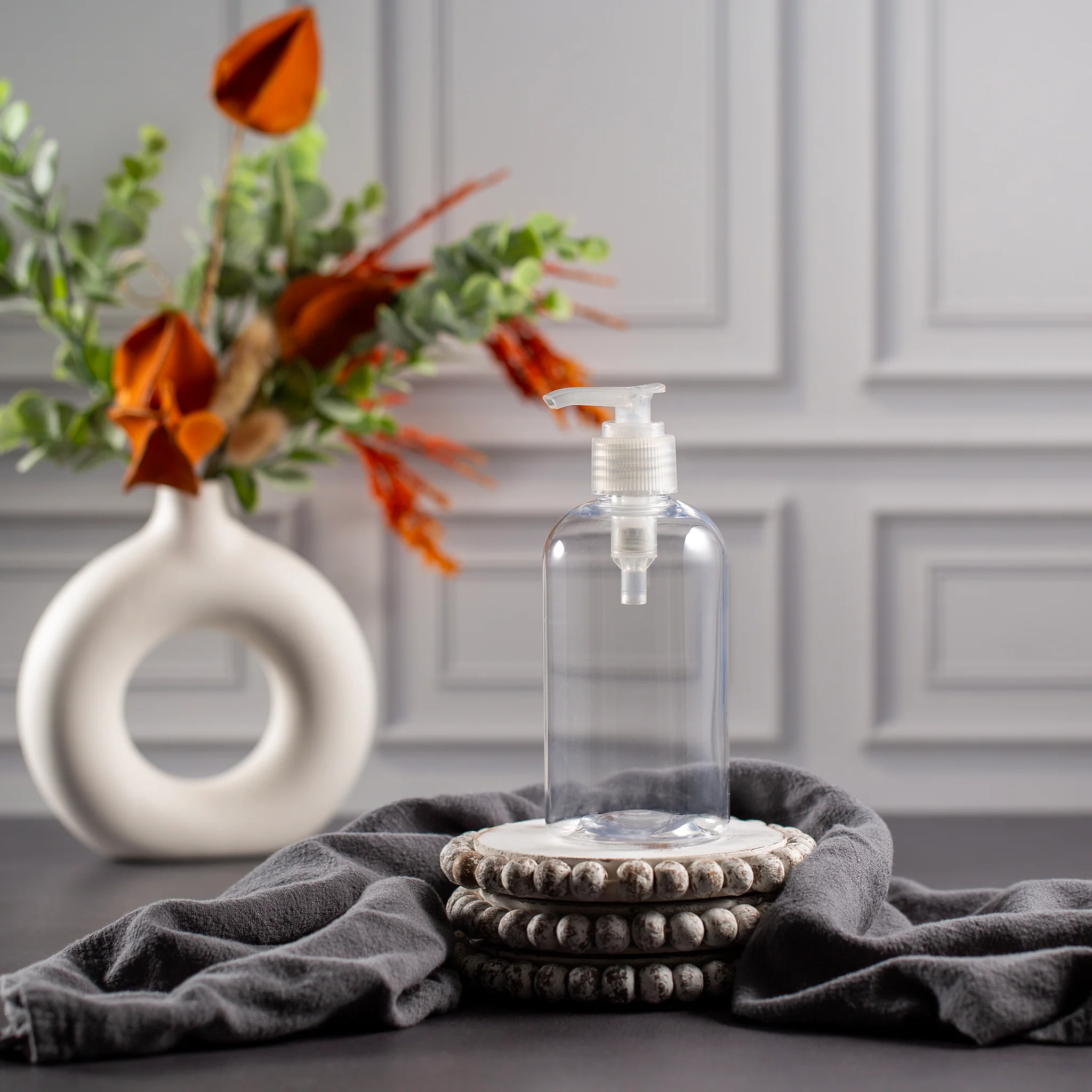 8 oz Clear PET Boston Round with 24-410 Neck - Image 8