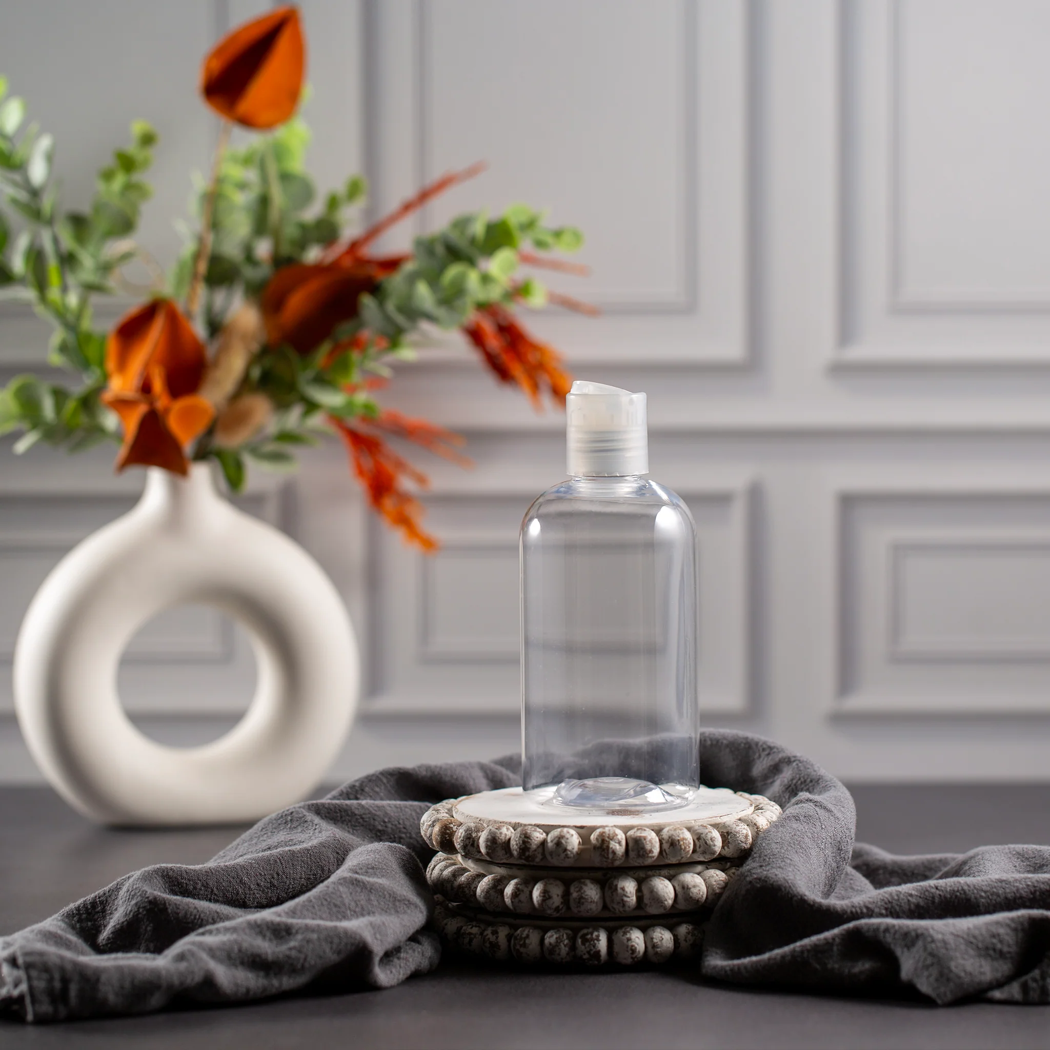 8 oz Clear PET Boston Round with 24-410 Neck - Image 9