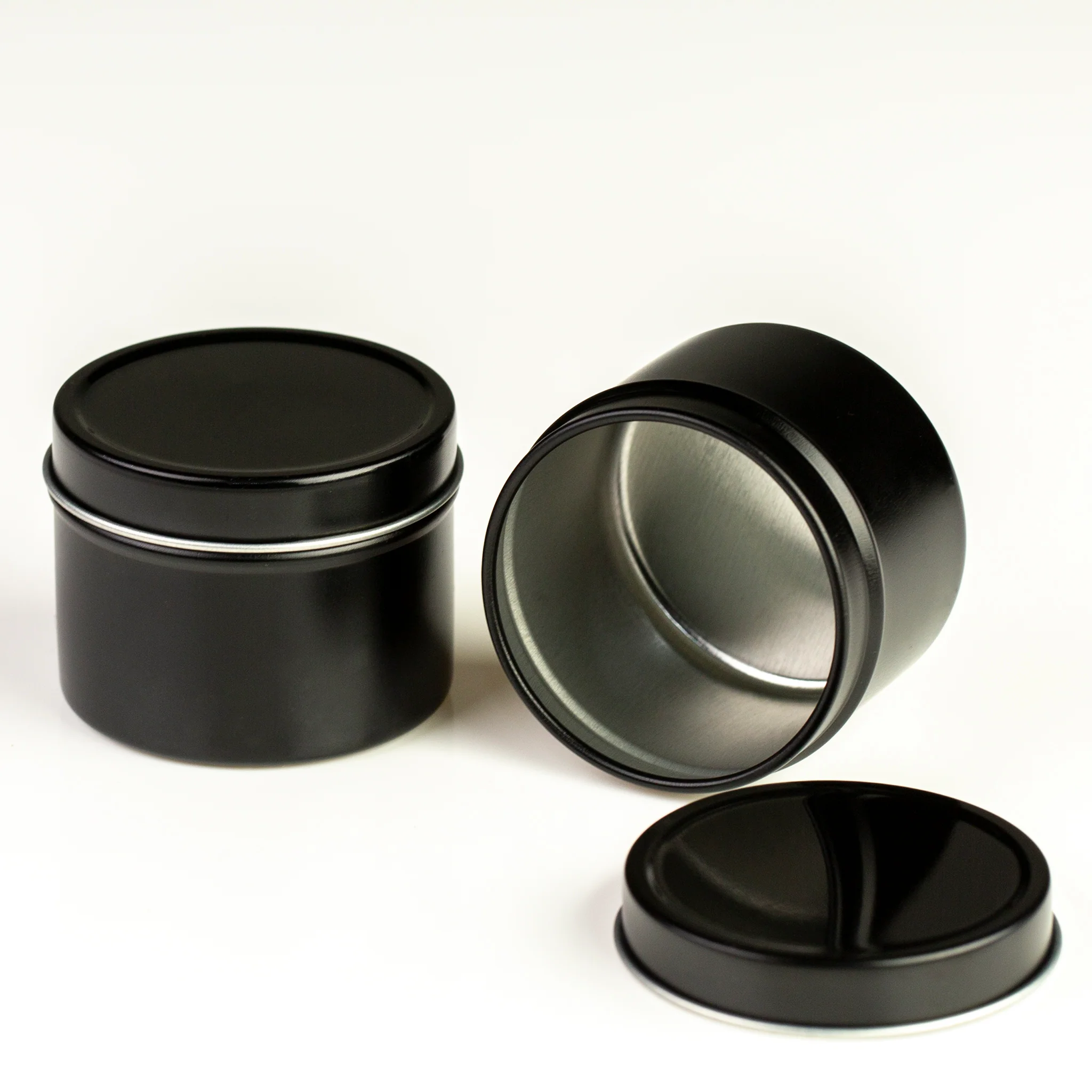 2 oz Black Deep Metal Tin with Slip Cover Lid - Image 2