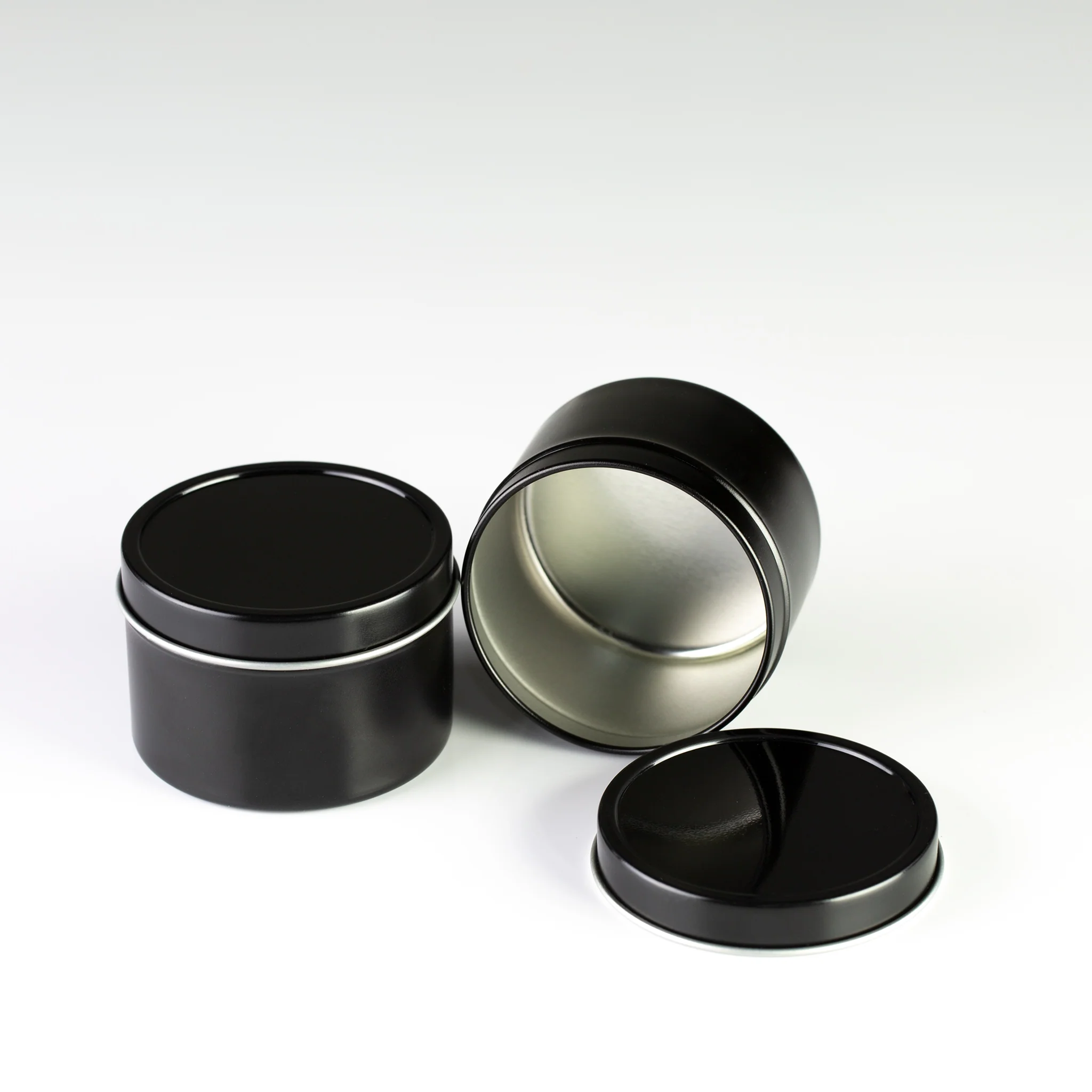 4 oz Black Deep Metal Tin with Slip Cover Lid - Image 2