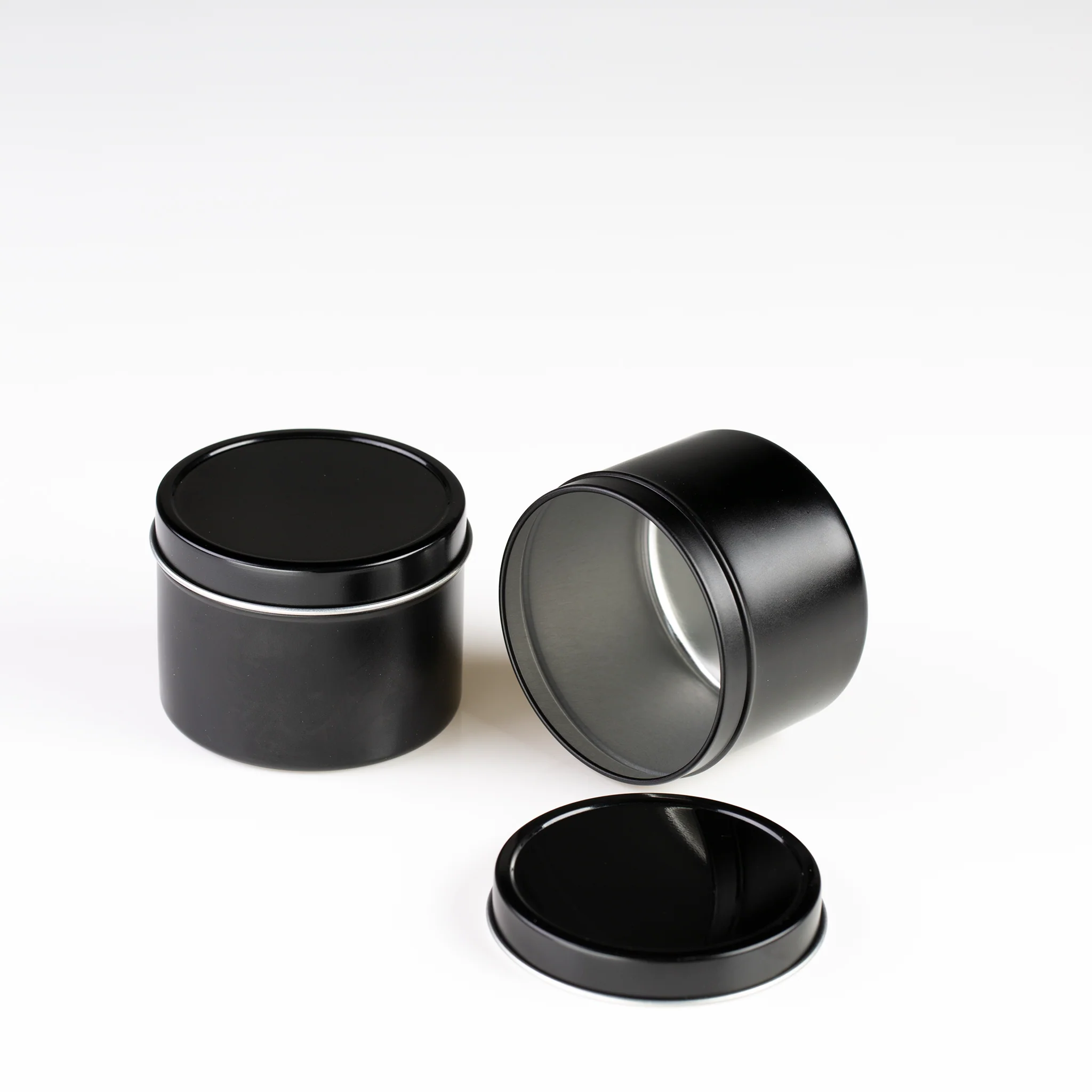 6 oz Black Deep Metal Tin with Slip Cover Lid - Image 2