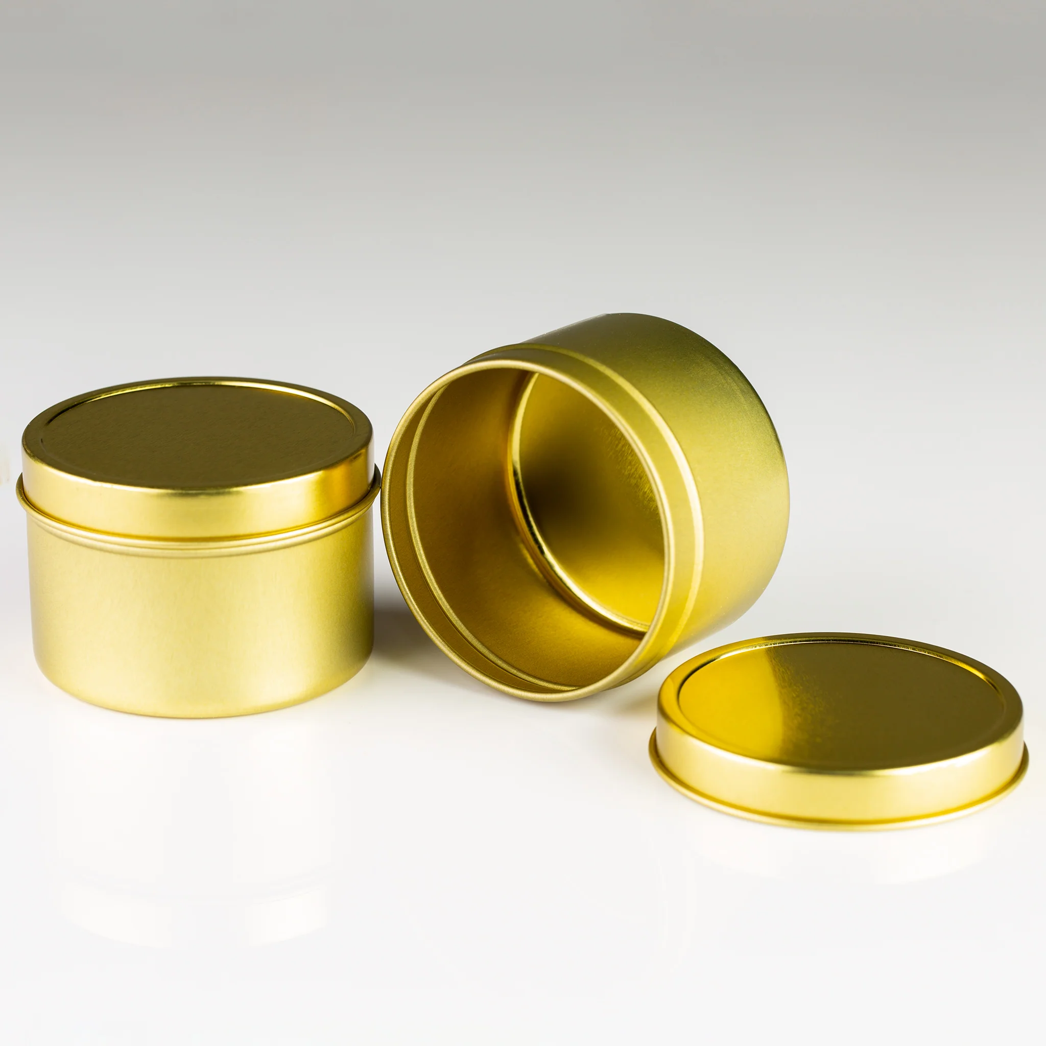 4 oz Gold Deep Metal Tin with Slip Cover Lid - Image 2