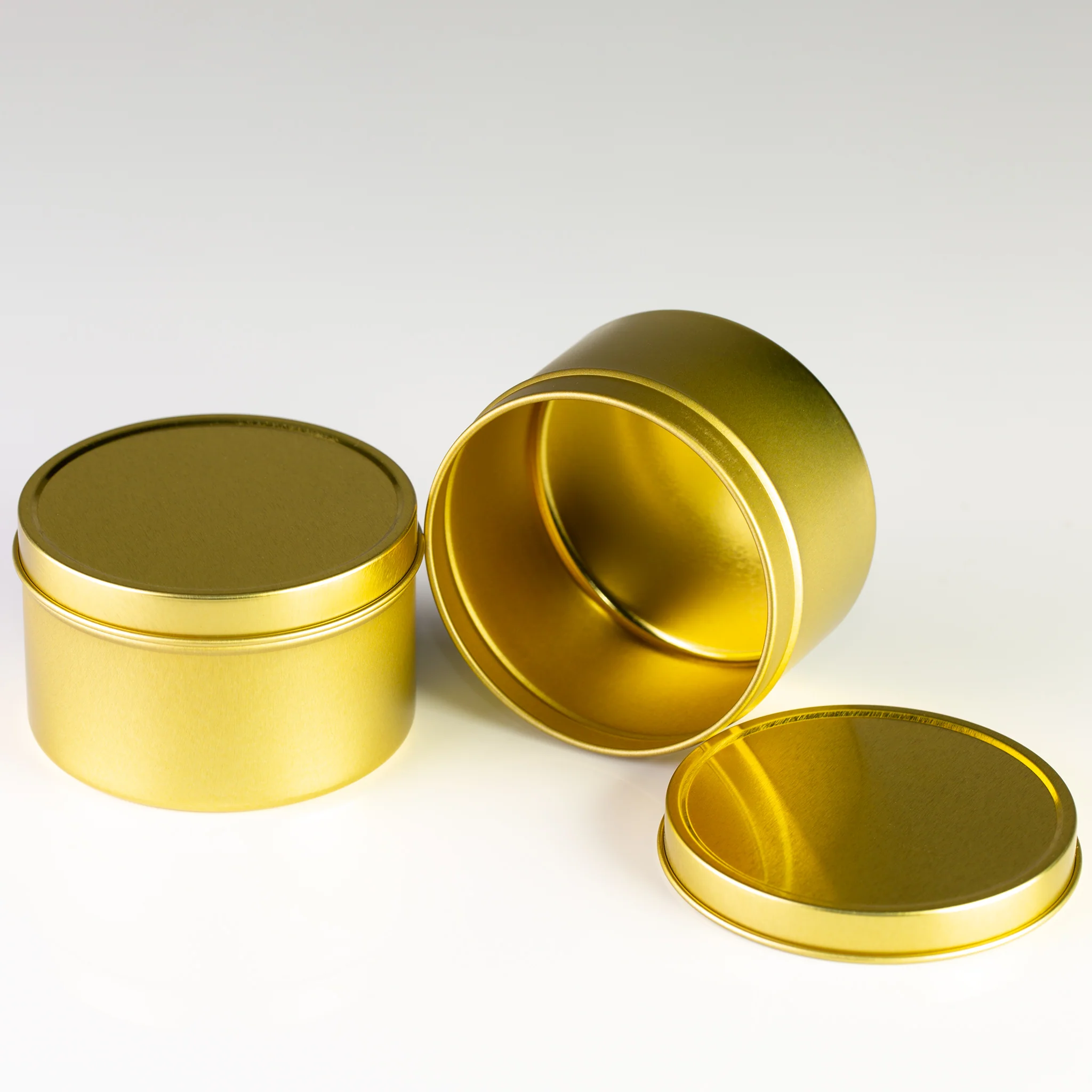 8 oz Gold Deep Metal Tin with Slip Cover Lid - Image 2