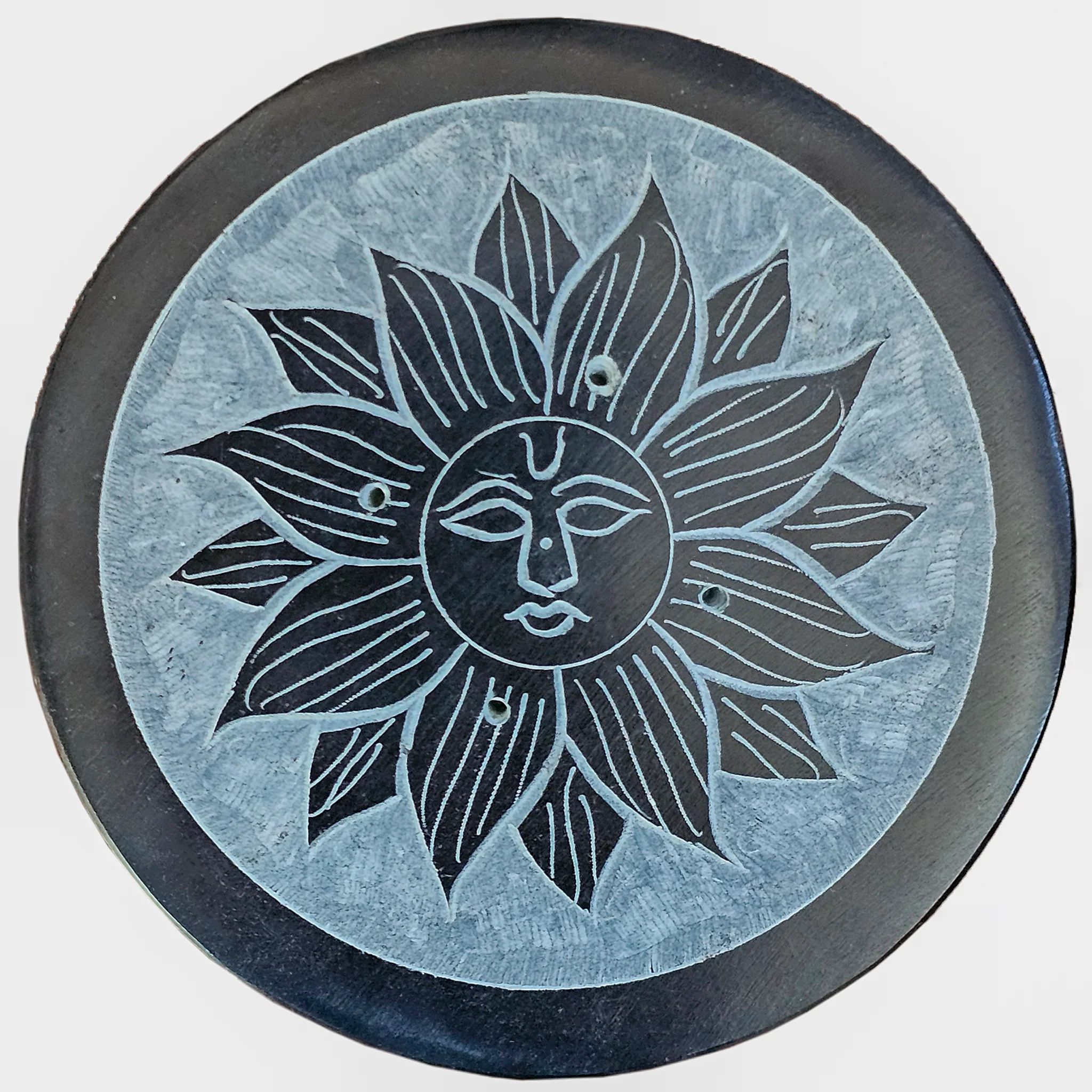 Soapstone Round Incense Holder - Sun - Image 2